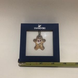 NIB Swarovski Twinkling Gingerbread Man Ornament or Christmas ribbon necklace